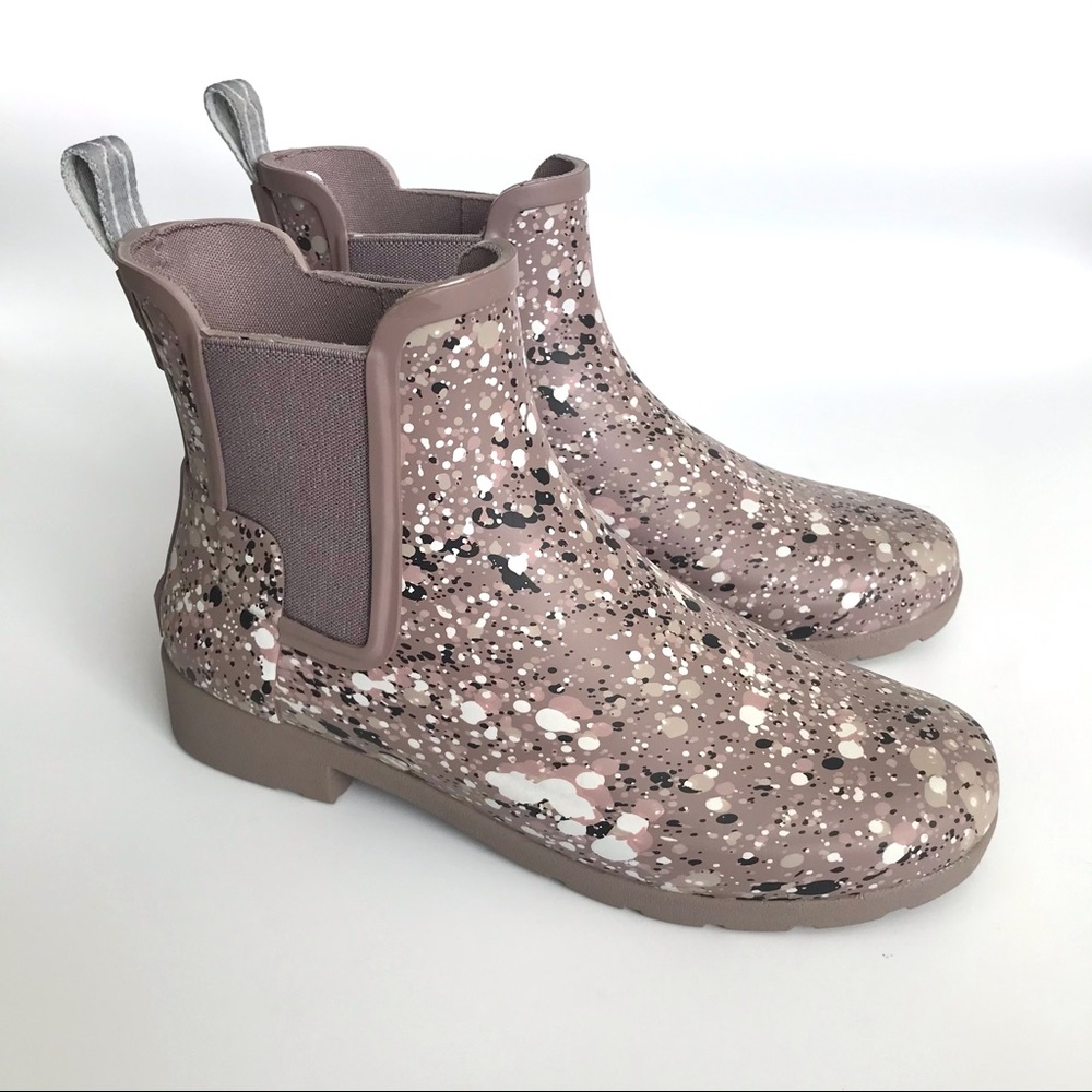 Hunter | Chelsea Ankle Rain Boots Purple Print